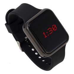 Unisex Digital Watch LED Screen Large Face Silicone Band with Scrolling Message and Alarm Settings