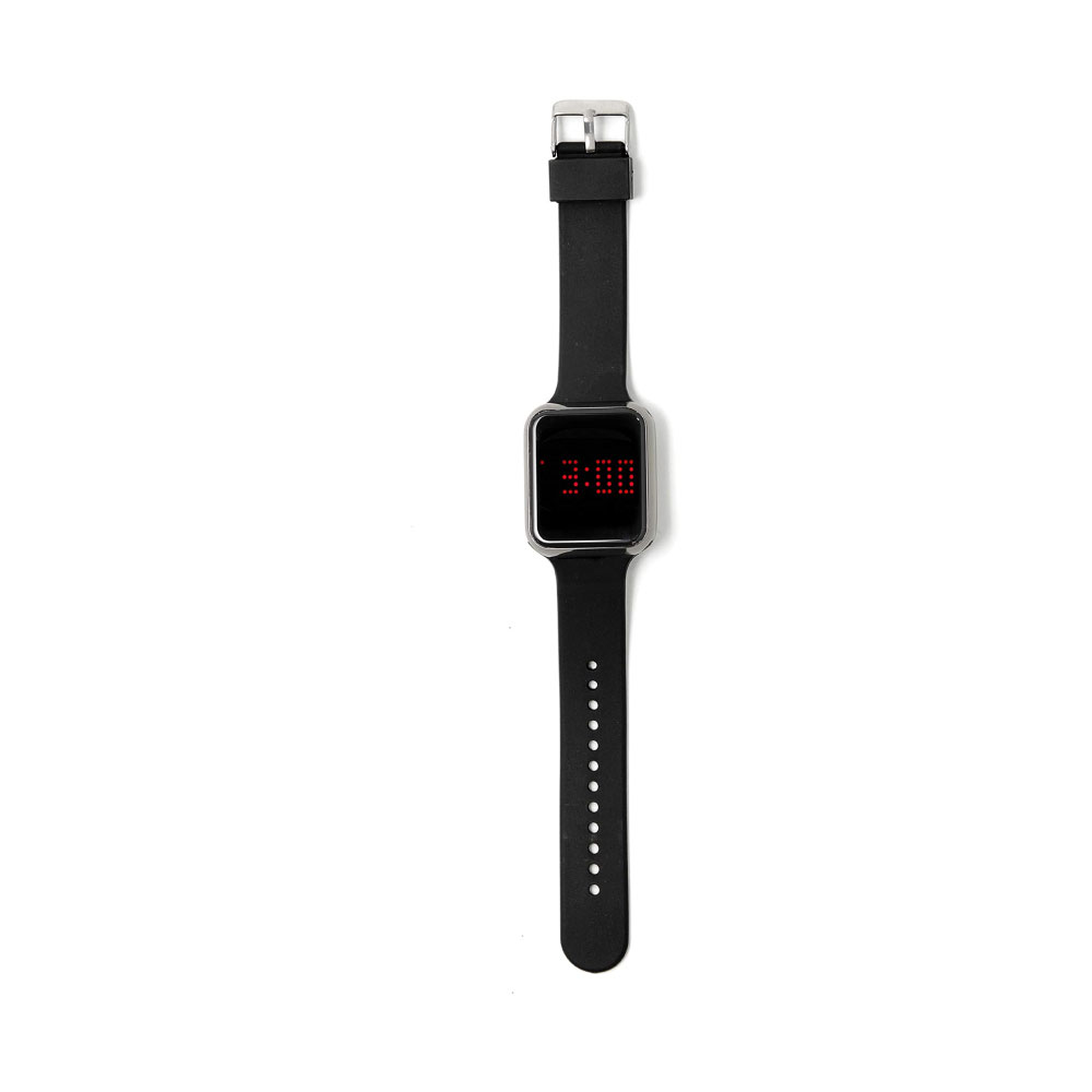 Unisex Digital Watch LED Screen Large Face Silicone Band with Scrolling Message and Alarm Settings