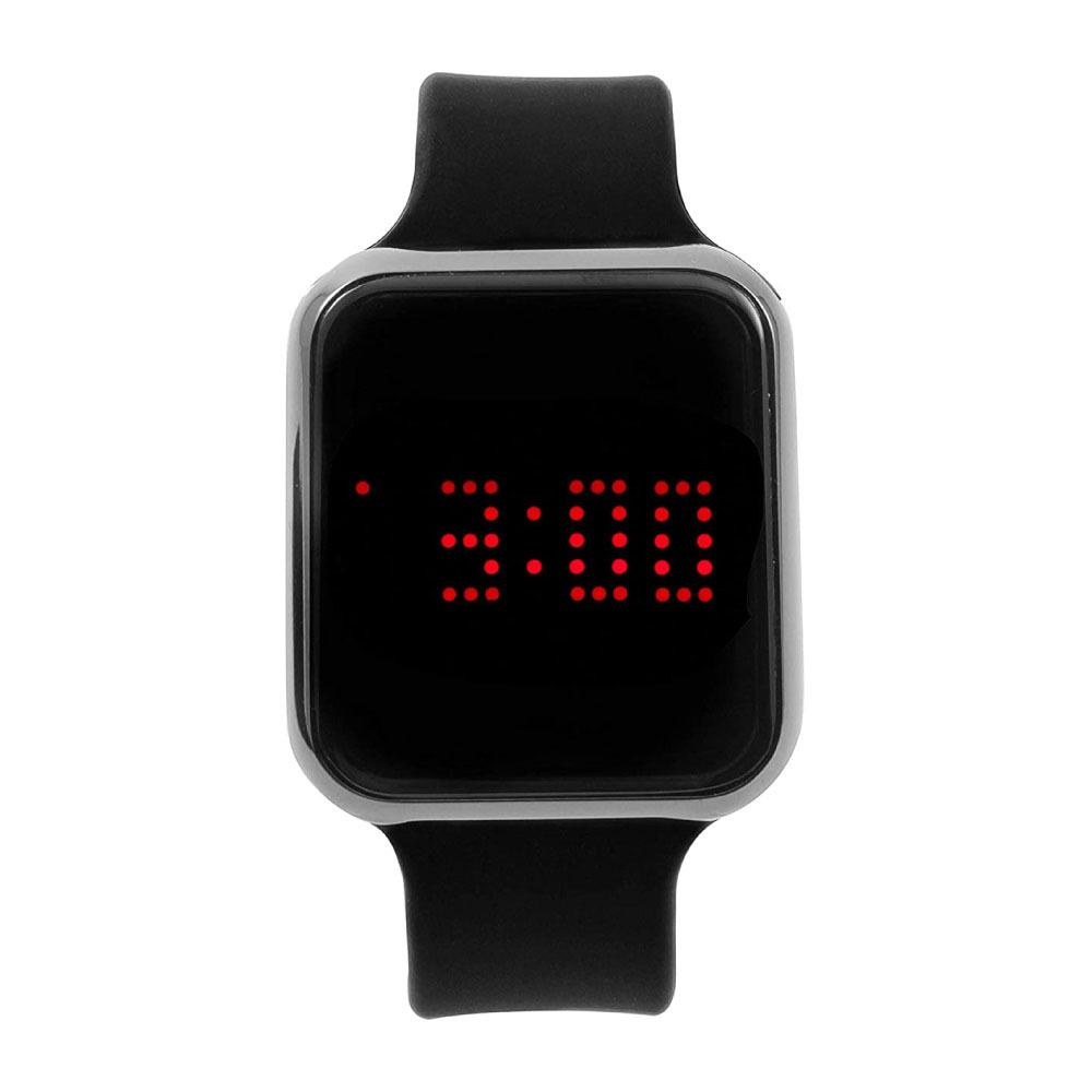 Unisex Digital Watch LED Screen Large Face Silicone Band with Scrolling Message and Alarm Settings