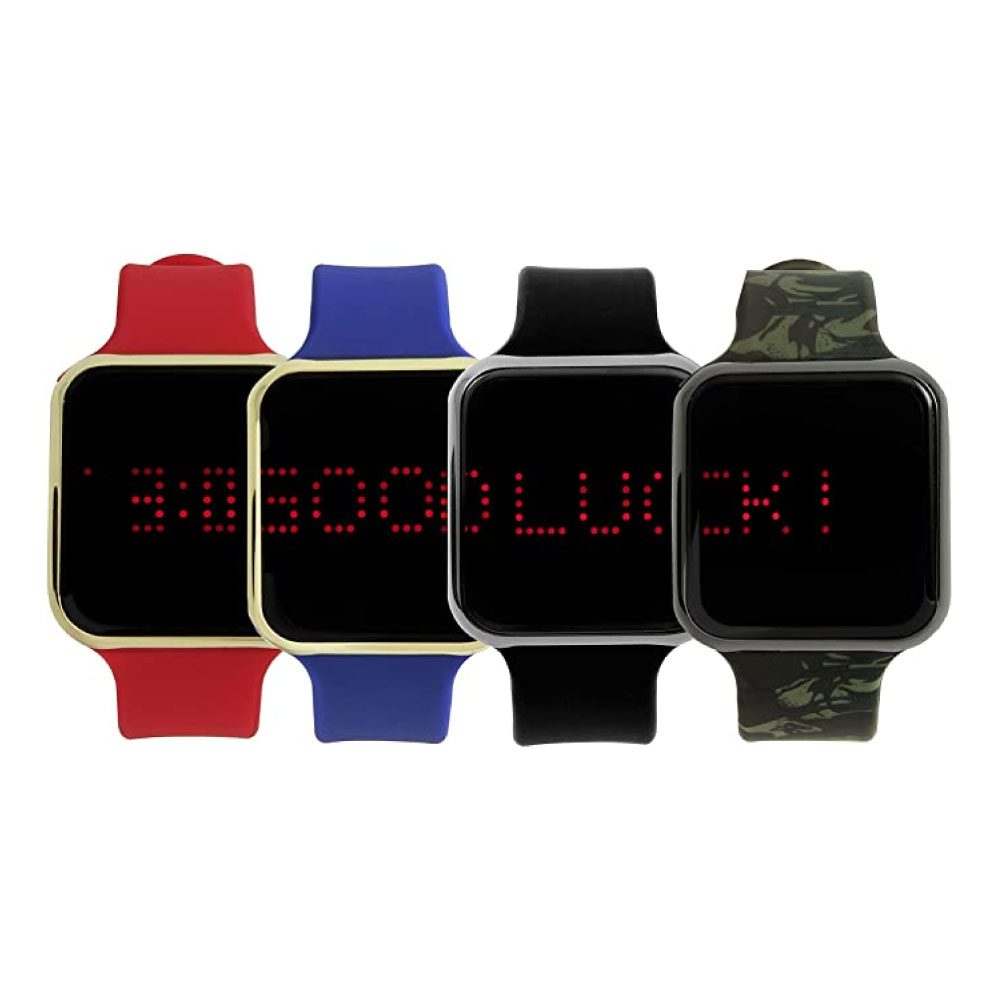 Unisex Digital Watch LED Screen Large Face Silicone Band with Scrolling Message and Alarm Settings