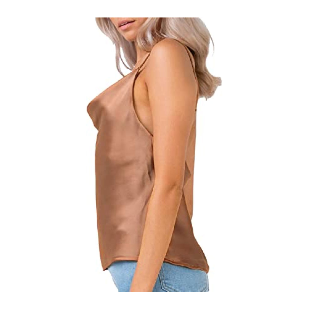 Spaghetti Straps V Neck Satin Camisole Sleeveless Soft Tank Tops