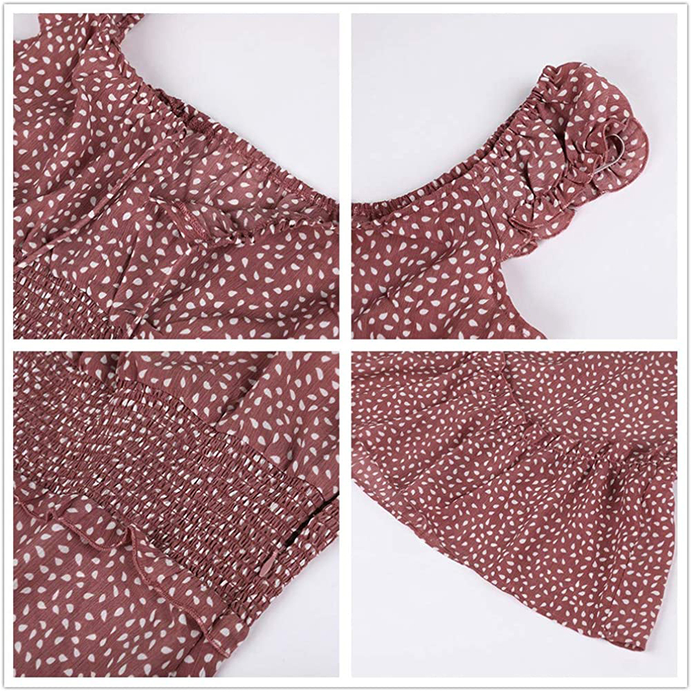 Women's Summer Ruffle Sleeve Sweetheart Neckline Printing Dress Mini Dress