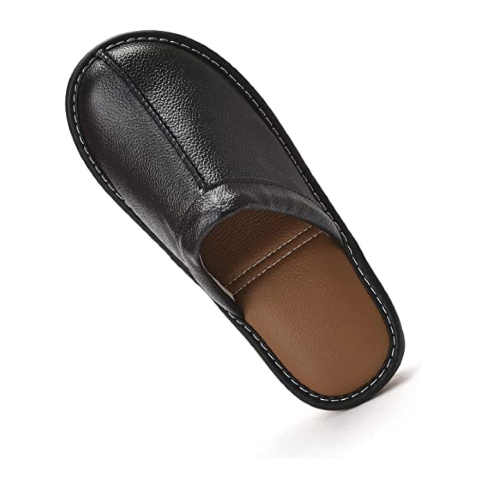 Cowhide Leather Slippers Non Slip Home Bedroom Shoes House Slippers