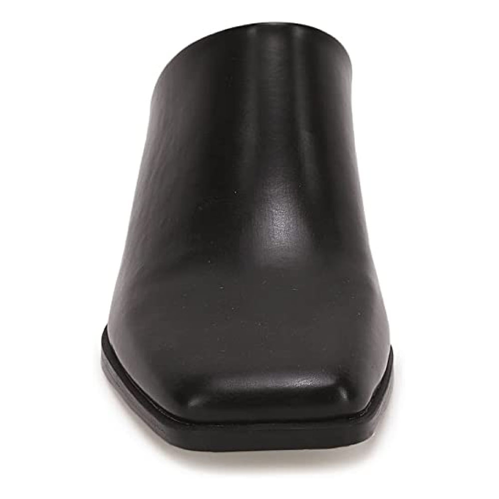 Womens Chunky Stacked Heel Mules Closed Square Toe Heeled Slip on Clogs Casual Backless Loafers Shoes