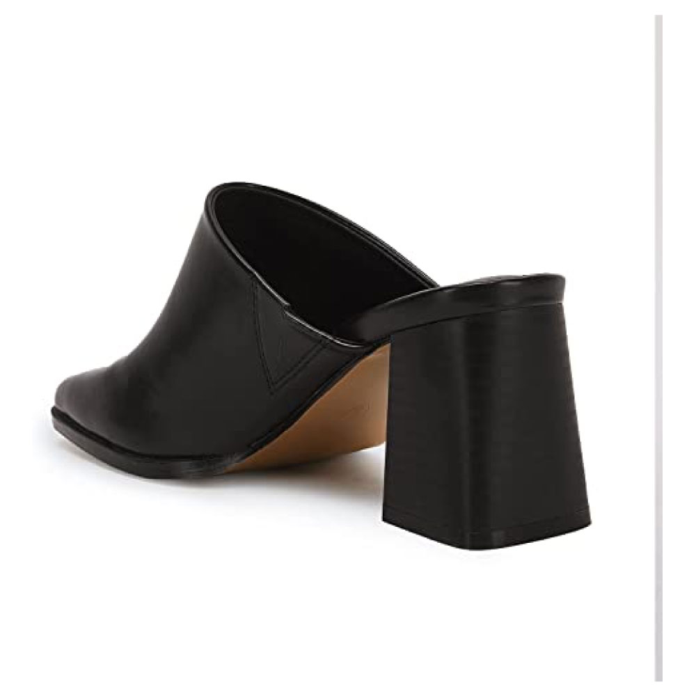 Womens Chunky Stacked Heel Mules Closed Square Toe Heeled Slip on Clogs Casual Backless Loafers Shoes