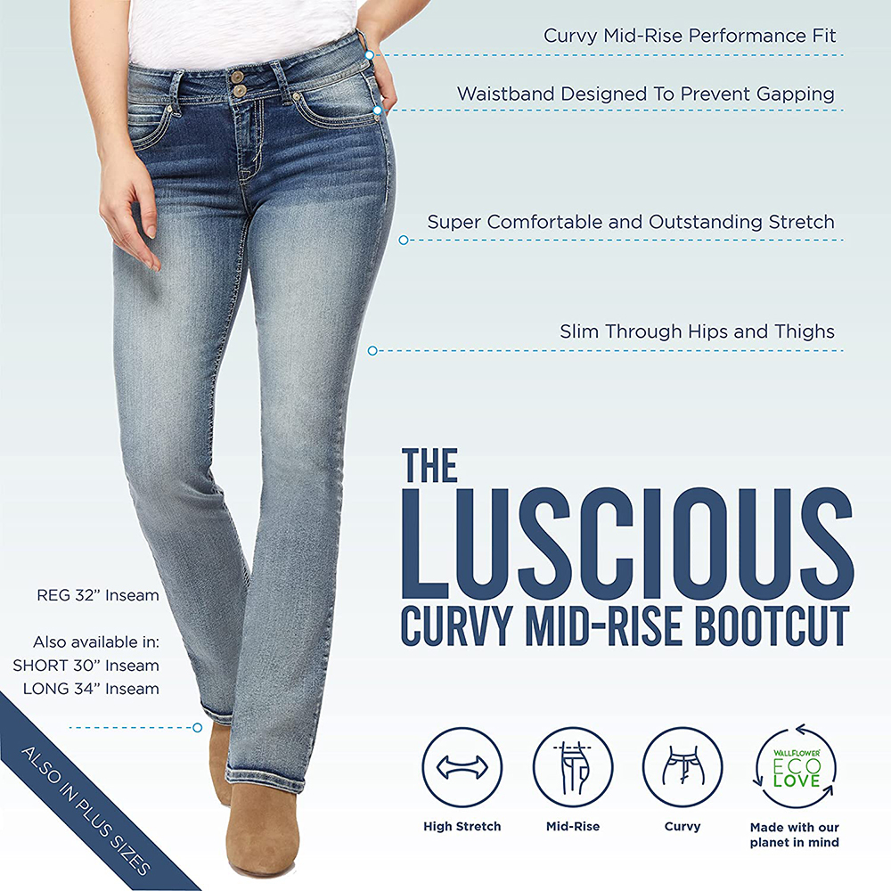 Women's Instastretch Bling Luscious Curvy Bootcut Jeans