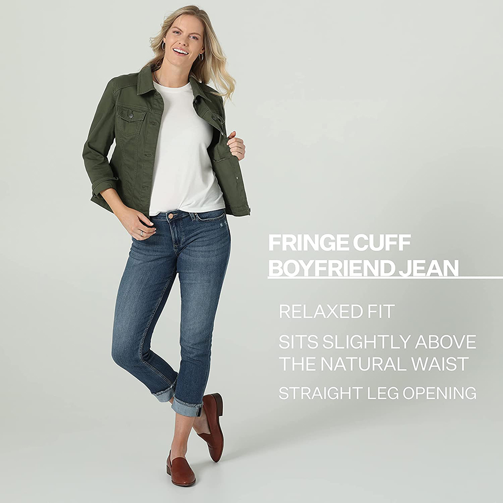 Women's Fringe Cuff Boyfriend Jean