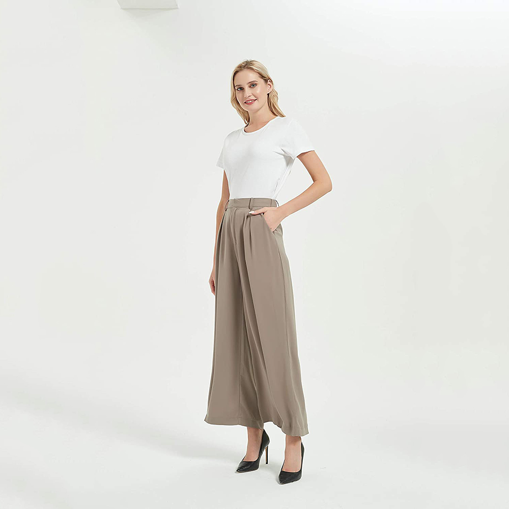 Women High Waist Casual Wide Leg Long Palazzo Pants Trousers