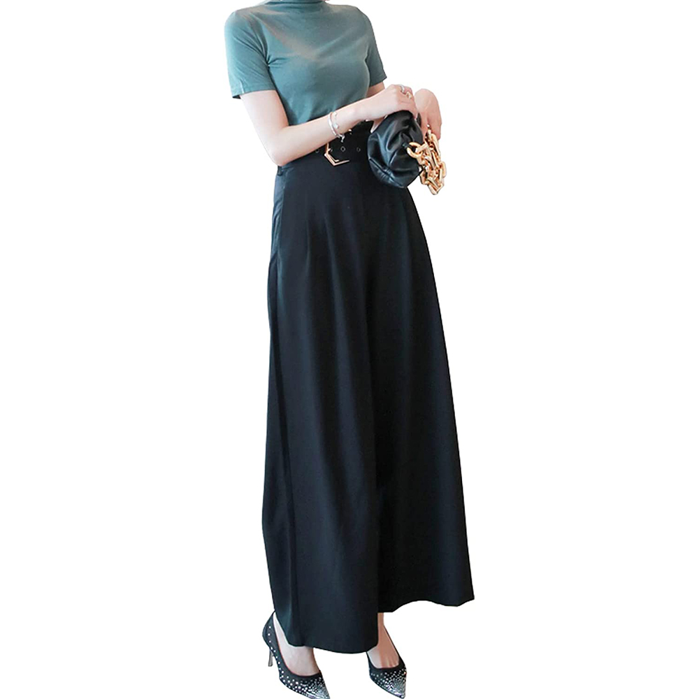 Women High Waist Casual Wide Leg Long Palazzo Trousers Office Work Long Pants