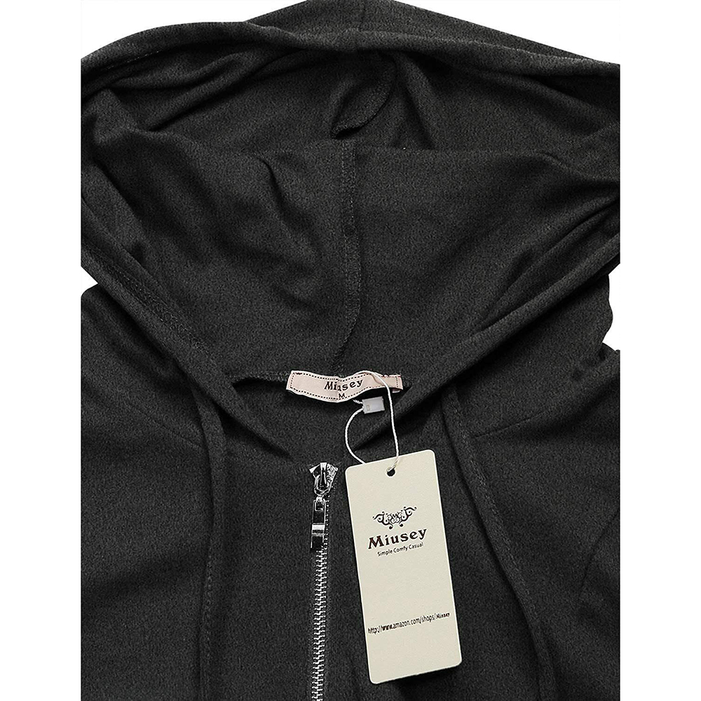 Womens Zip Up Long Hoodie Jacket Tunic Sweatshirt Open Front Cardigan