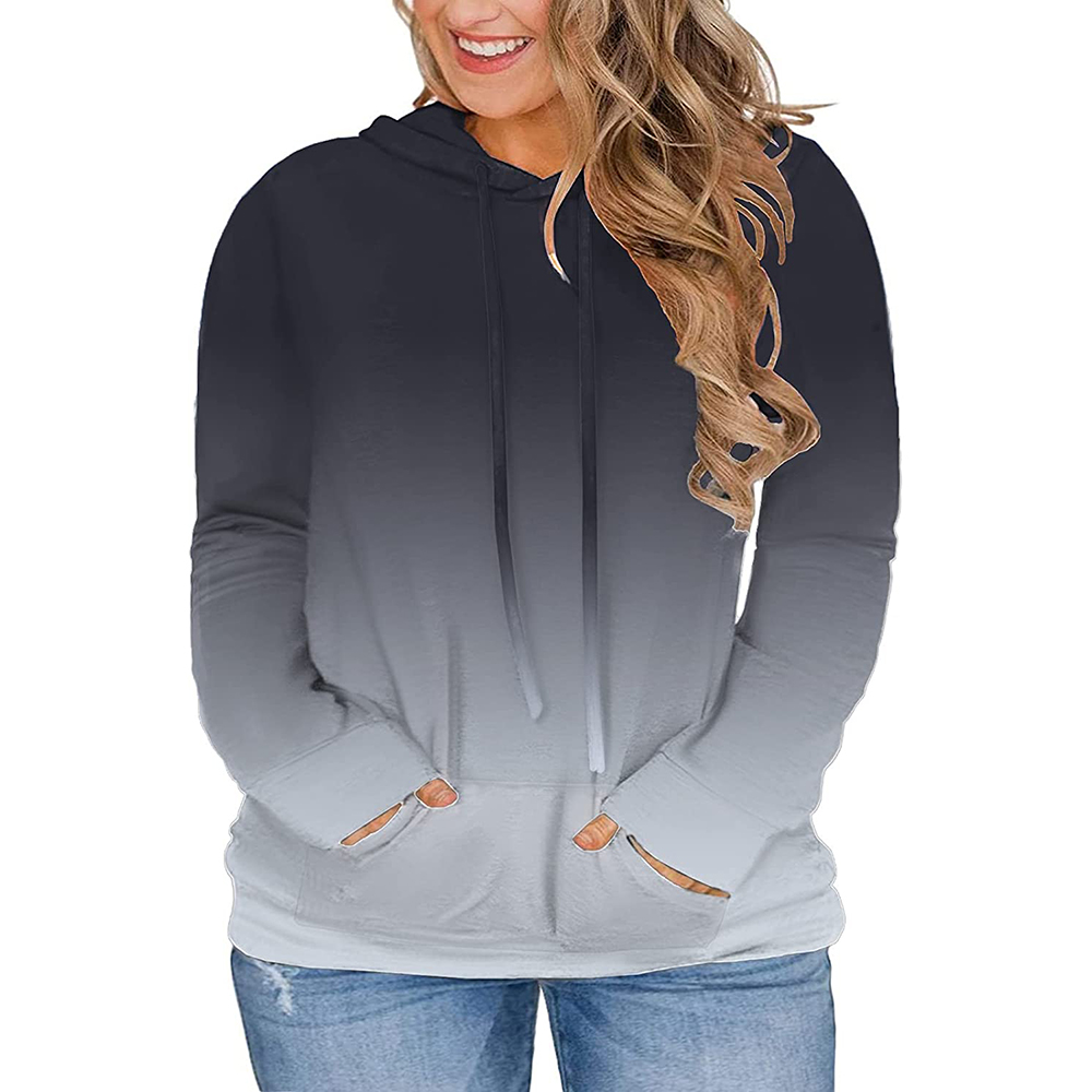 Women's Plus-Size-Hoodies-Sweatshirts Long Sleeve Tops with Pockets