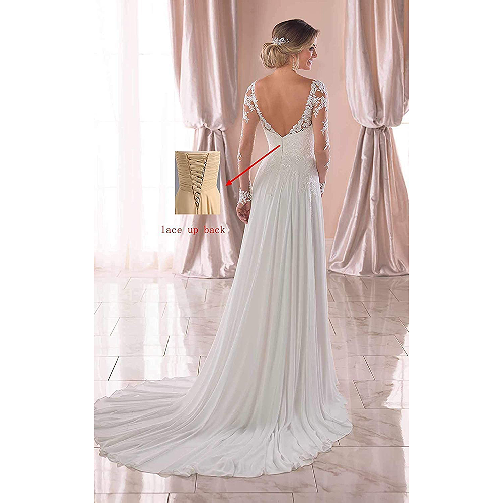 Clothfun Women's Lace Mermaid Wedding Dresses for Bride with Sleeves Bridal Gown