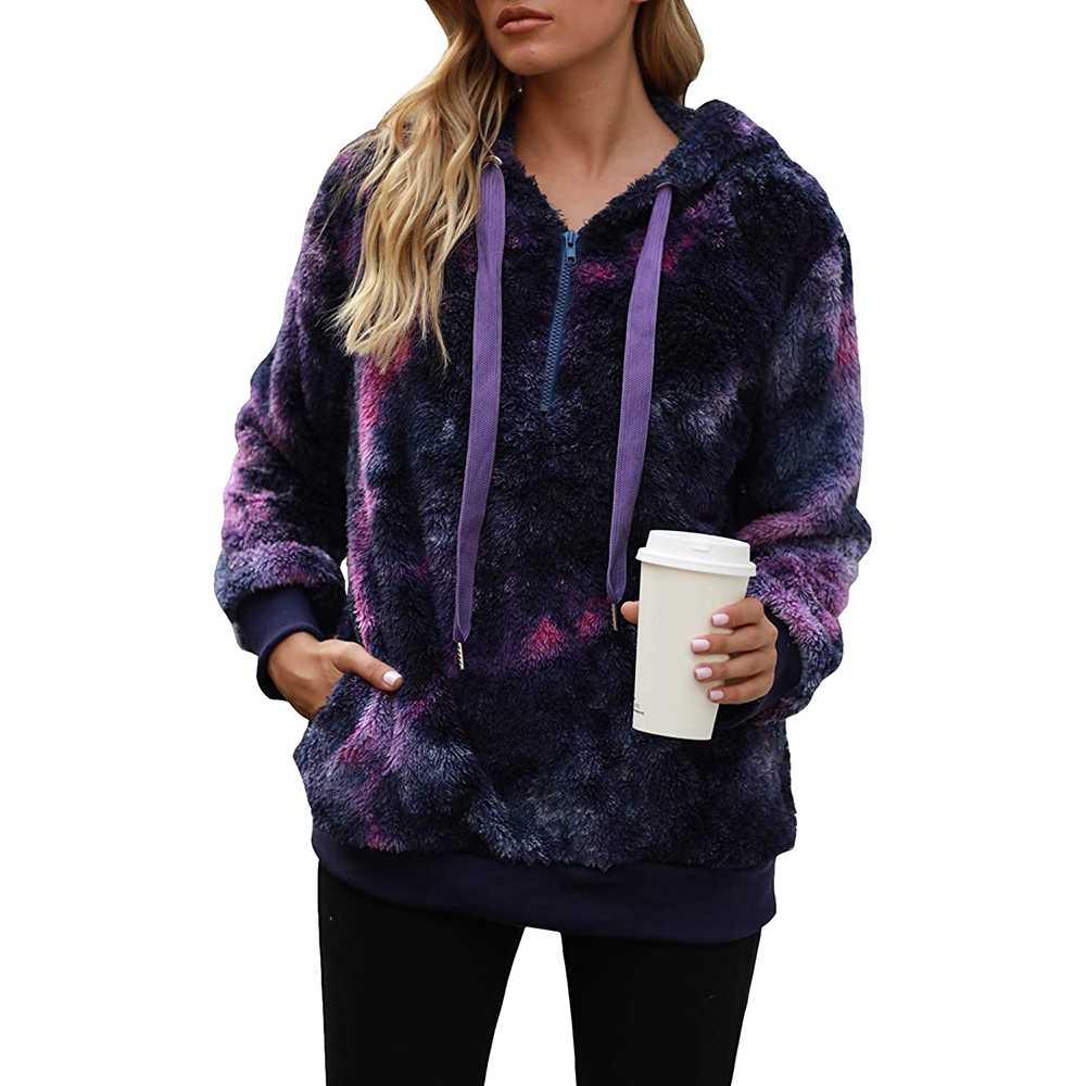 Sherpa Pullover Fuzzy Fleece Sweatshirt Oversized Hoodie with Pockets