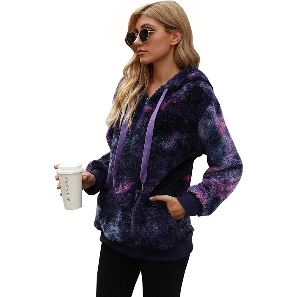 Sherpa Pullover Fuzzy Fleece Sweatshirt Oversized Hoodie with Pockets