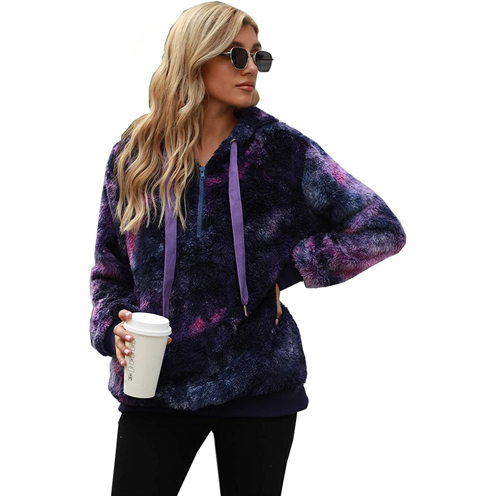 Sherpa Pullover Fuzzy Fleece Sweatshirt Oversized Hoodie with Pockets