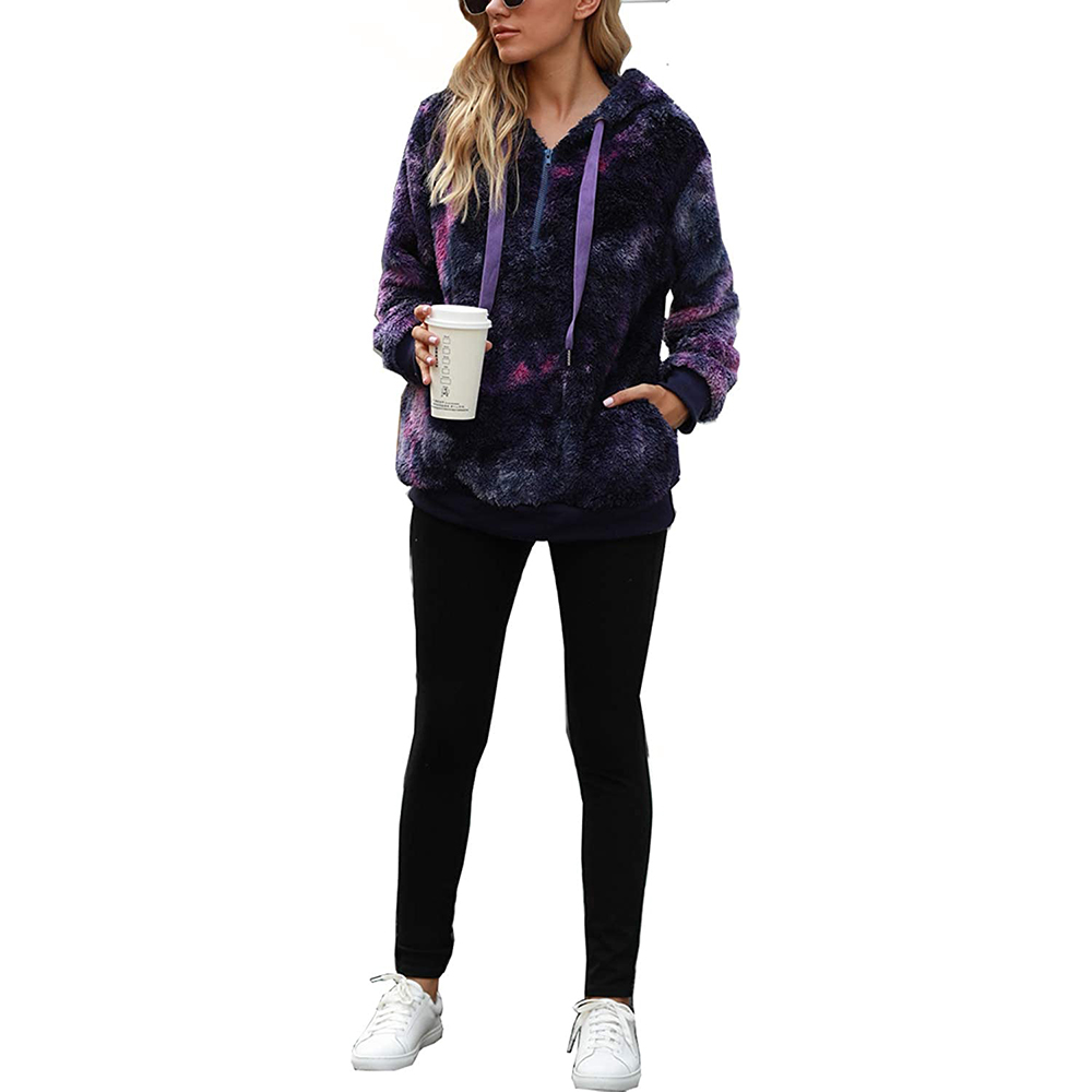 Sherpa Pullover Fuzzy Fleece Sweatshirt Oversized Hoodie with Pockets