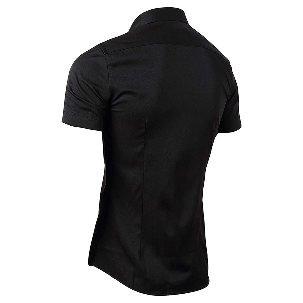 Mens Dress Shirts, Fitted Bamboo Fiber Short Sleeve Elastic Casual Button Down Shirts