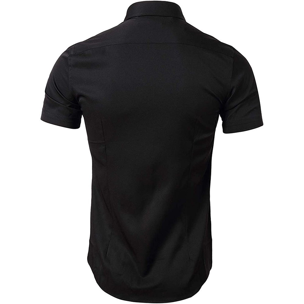 Mens Dress Shirts, Fitted Bamboo Fiber Short Sleeve Elastic Casual Button Down Shirts