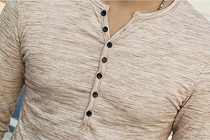 Mens Casual Slim Fit Basic Henley Short/Long Sleeve Fashion T-Shirt
