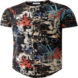 Mens Hipster Hip Hop All Over Graphic Longline T-Shirt