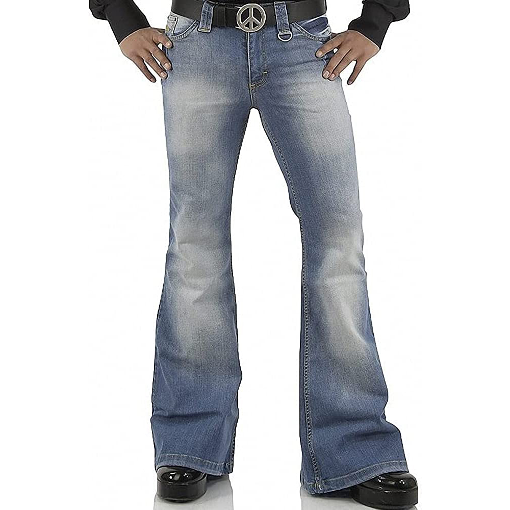 Bell Bottom Stretch Fit Classic Comfort Flared Flares Retro Leg Disco Denim Jeans Pants