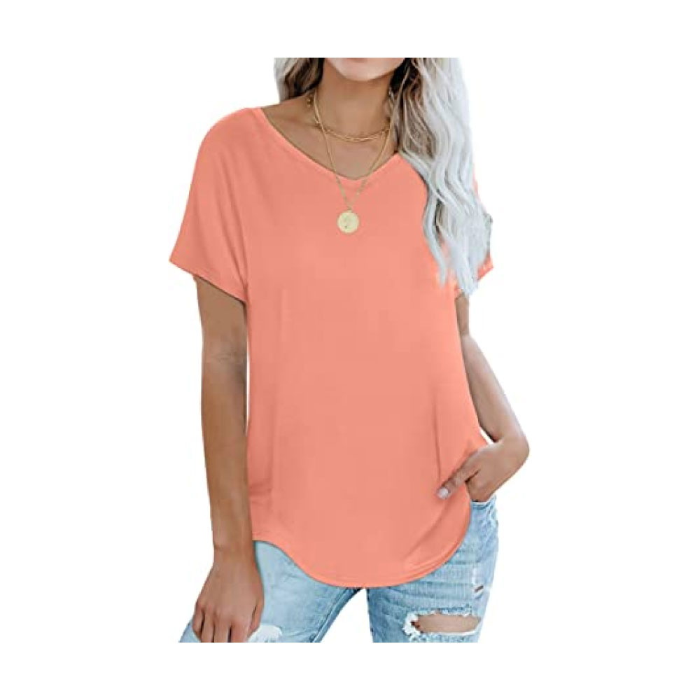 Summer Tops for Women V Neck Tshirts Short Sleeve Tees Shirts Loose Fit Casual