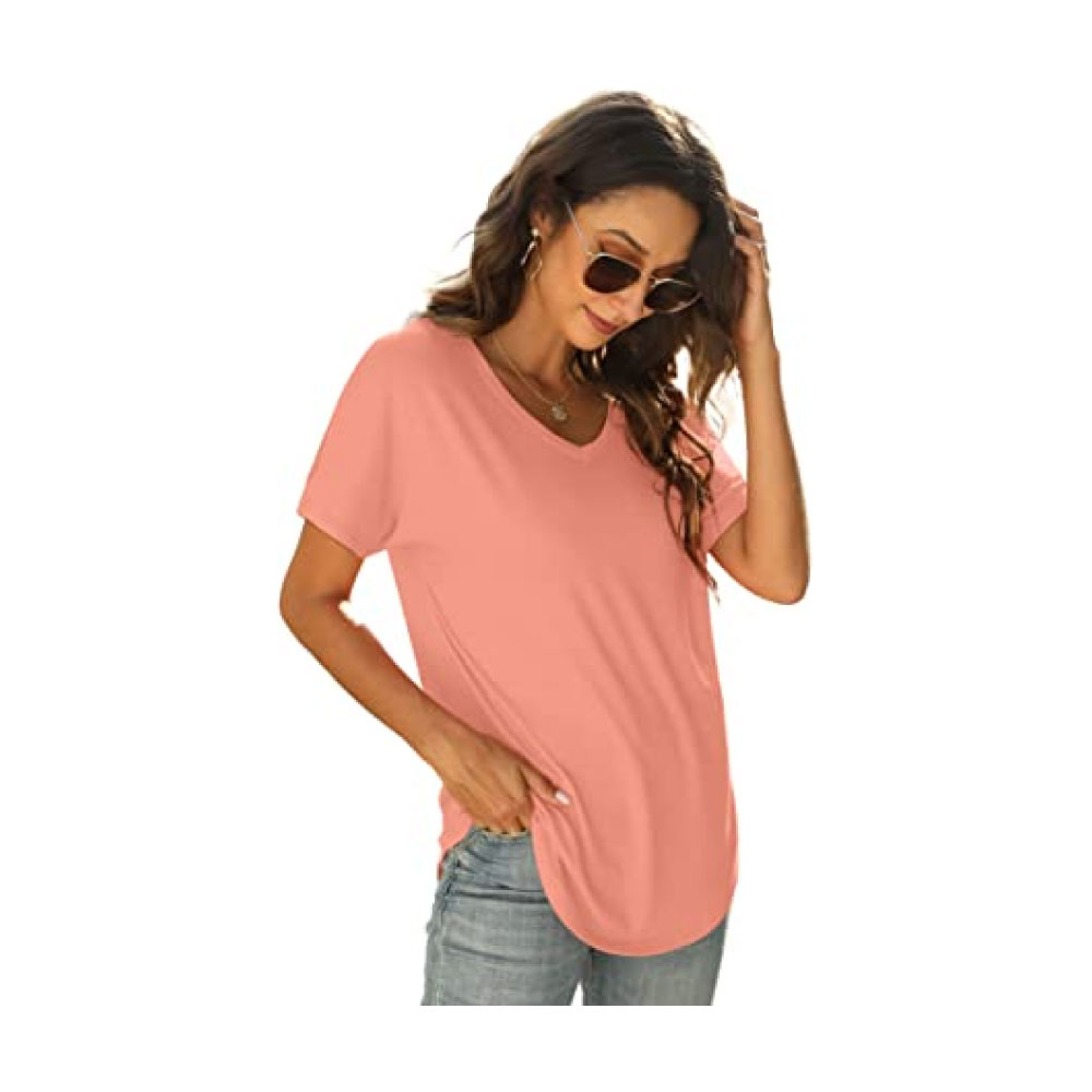 Summer Tops for Women V Neck Tshirts Short Sleeve Tees Shirts Loose Fit Casual