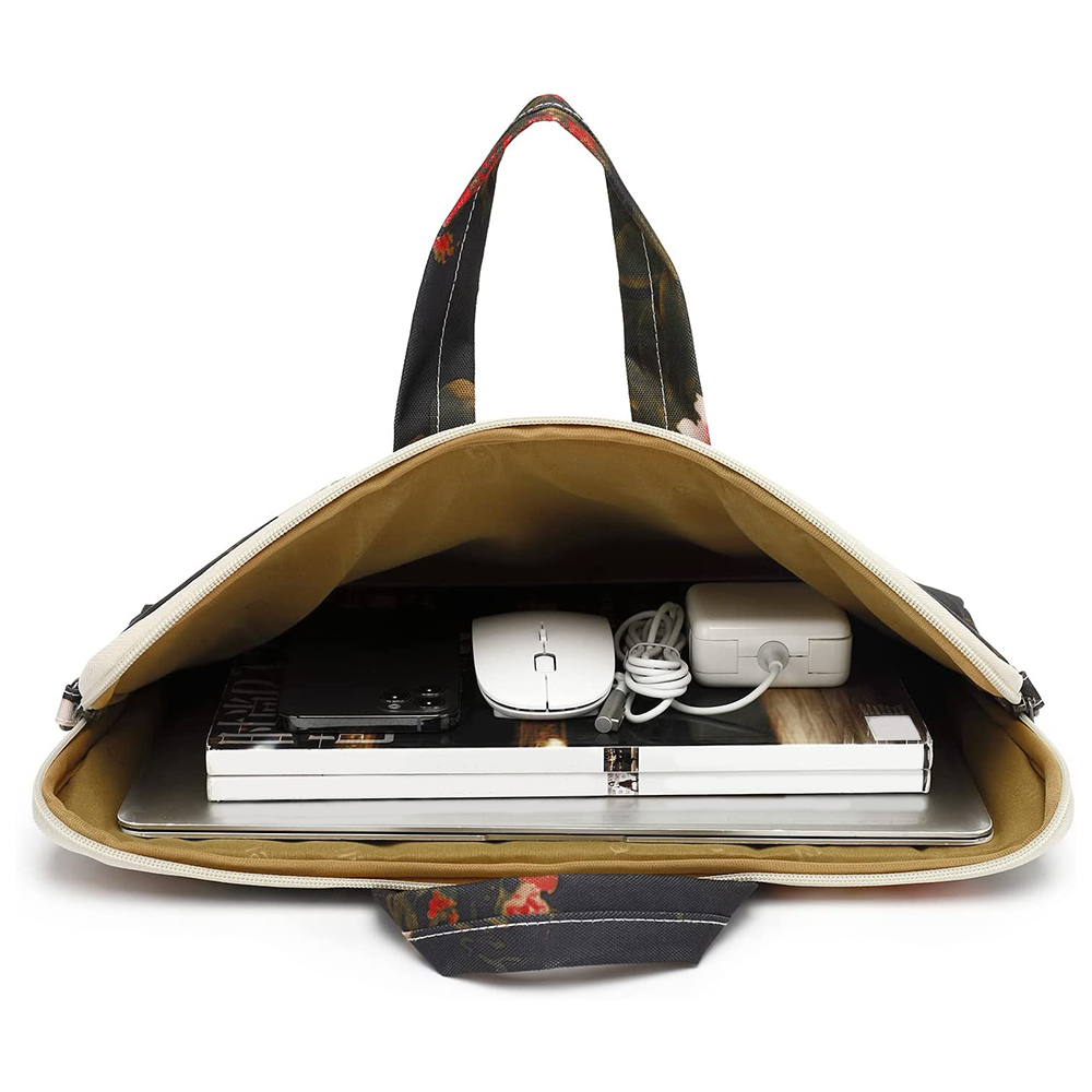 Dachee Black Peony Patten Waterproof Laptop Shoulder Messenger Bag Case Sleeve