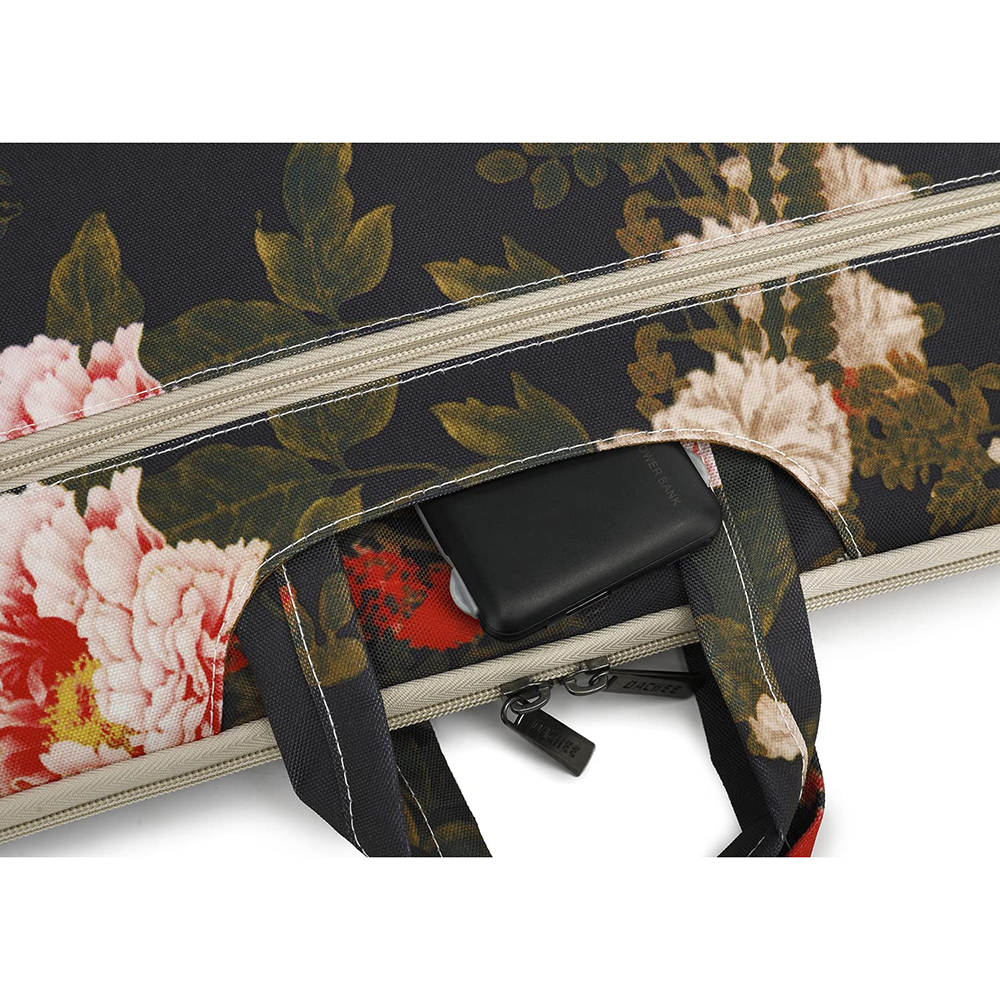 Dachee Black Peony Patten Waterproof Laptop Shoulder Messenger Bag Case Sleeve