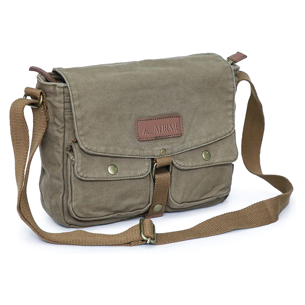 Canvas Messenger Bag - Vintage Crossbody Shoulder Bag Military Satchel