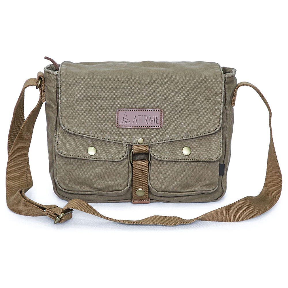 Canvas Messenger Bag - Vintage Crossbody Shoulder Bag Military Satchel