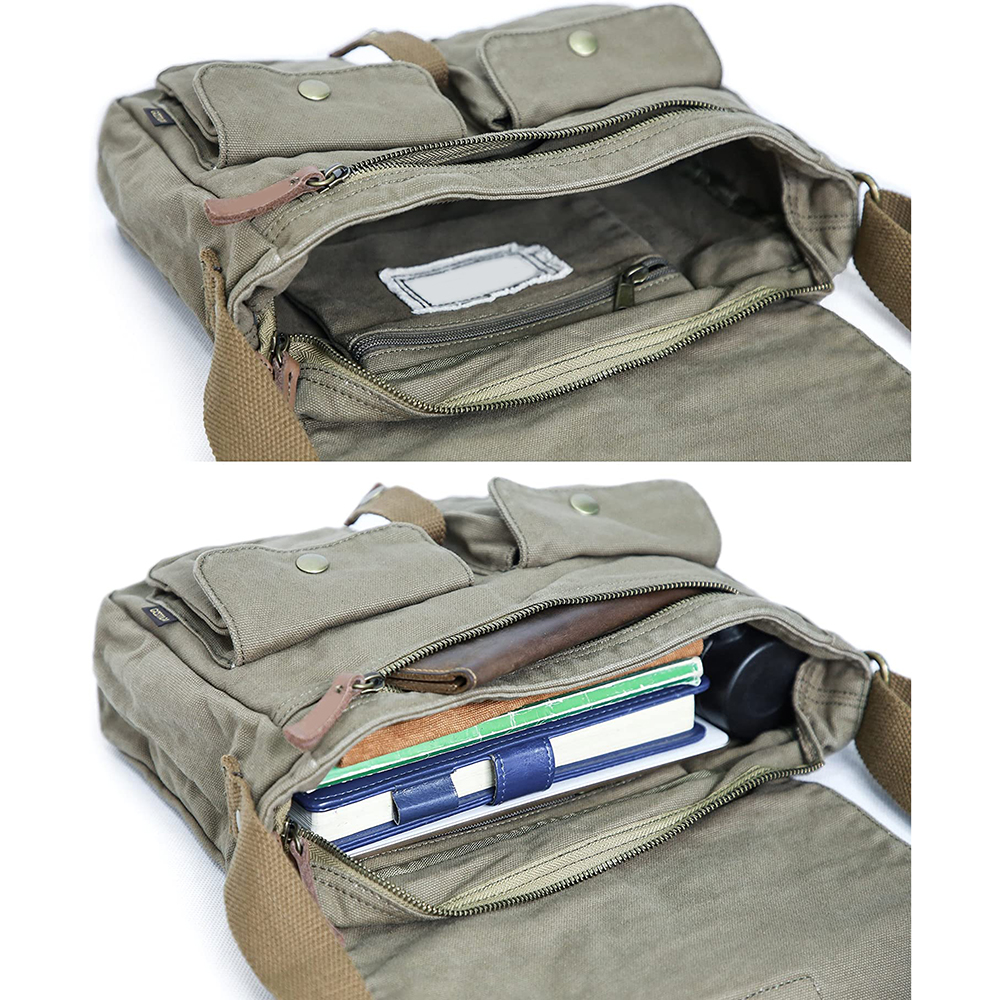 Canvas Messenger Bag - Vintage Crossbody Shoulder Bag Military Satchel