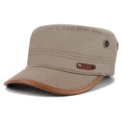 Mens Baseball Cap Cotton Cadet Hat Military Breathable Flat Top Adjustable Army Cap