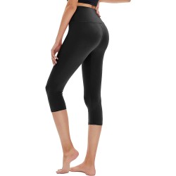Black High Waisted Capri Leggings for Women