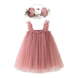 Baby Girl Rainbow Tutu Princess Skirt Set with Flower Headband.