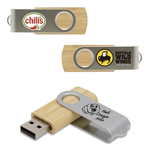 Wooden Swivel USB Drive - 2GB To 256GB