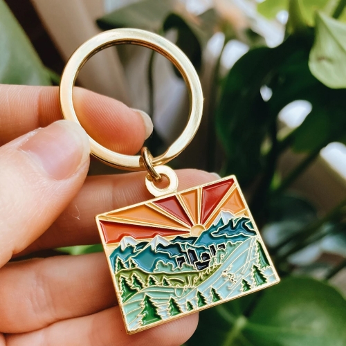 Gold Enamel Keychain