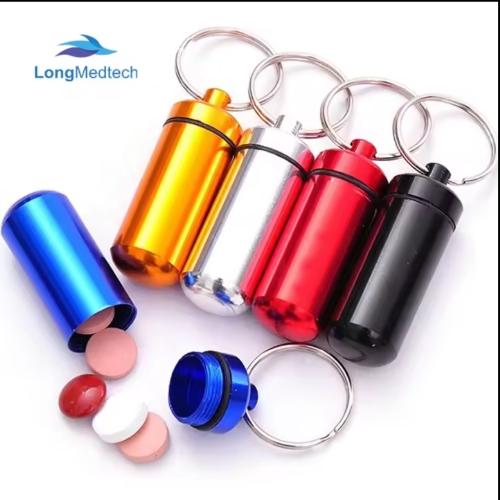 Aluminum Pill Box with Keychain