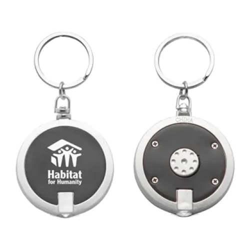 Round White LED Light Keychain