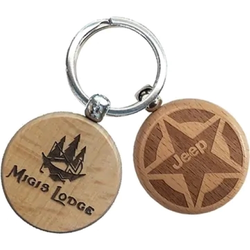 Circle Wood Keychains