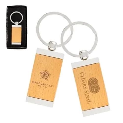 Silver  Bamboo Rectangle Keyring