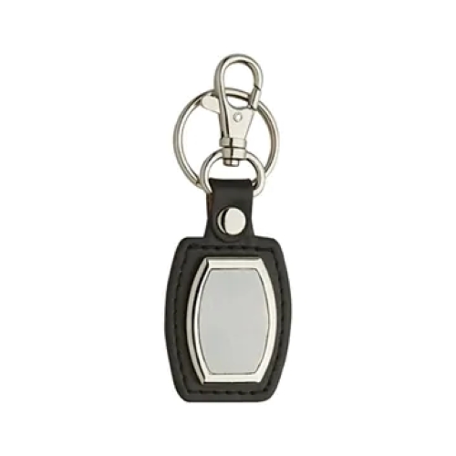 Leather & Brushed Plate Keyring