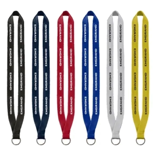 Polyester Lanyard with Sewn Silver Metal Split-Ring