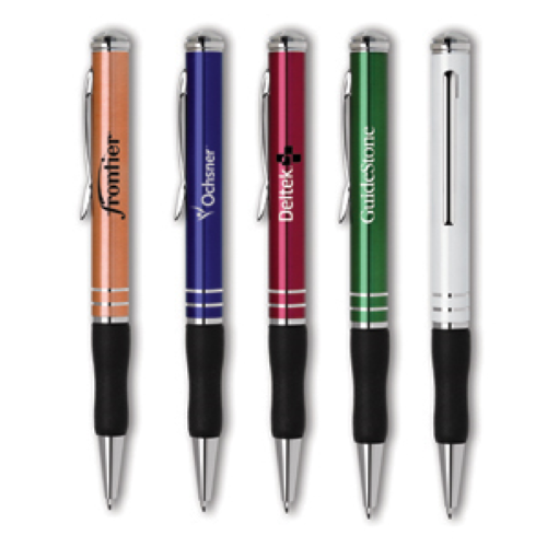 Twist Action Ballpoint Pen with Black Rubber Grip