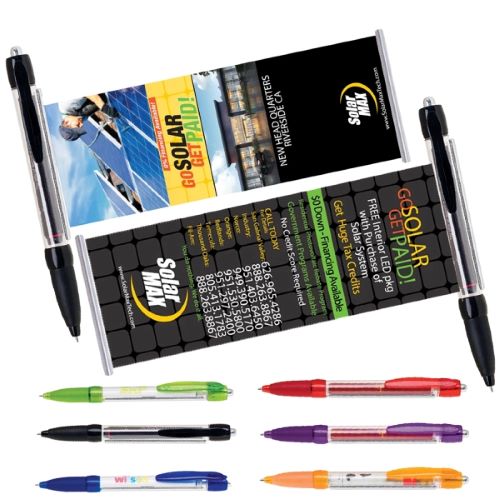 Banner Pen Plastic Click Action Ballpoint