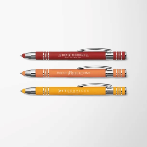 Bright Engraved Soft Touch Maya Stylus Pen