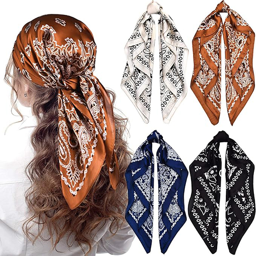 Square Satin Head Scarves Satin Bandanas for Women Satin Headband