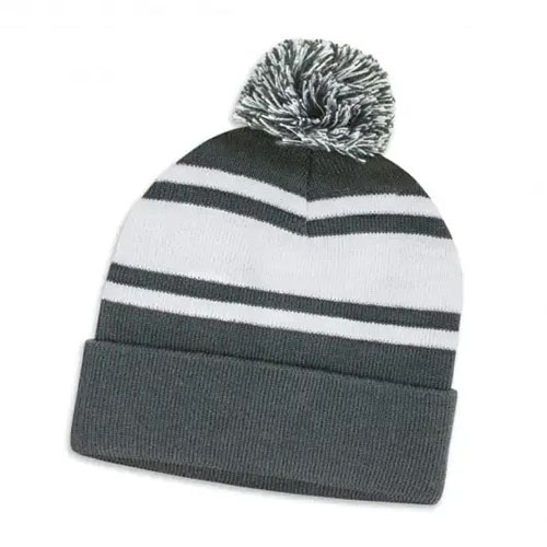 Striped Pom Pom Beanies