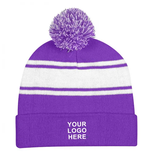 Two-Tone-Knit-Pom-Beanie-with-Cuff