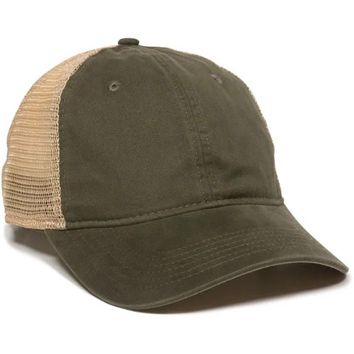 Custom Premium Washed Twill Caps with Tea Stained Mesh